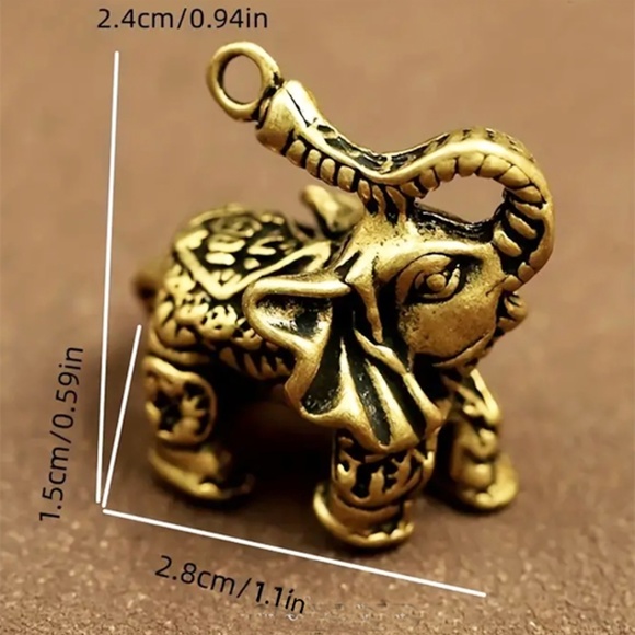 Tiny Solid Brass African Elephant with Nose Facing Up - Means Good Luck - Picture 6 of 6